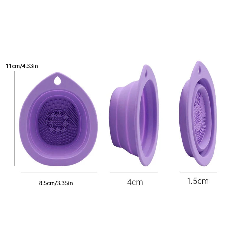 Bol pliable de nettoyage pour pinceaux de maquillage en silicone, nettoyeur pour houppettes à poudre, tapis doux pour laver les pinceaux à fard à paupières, outil de beauté avec surface de frottement.