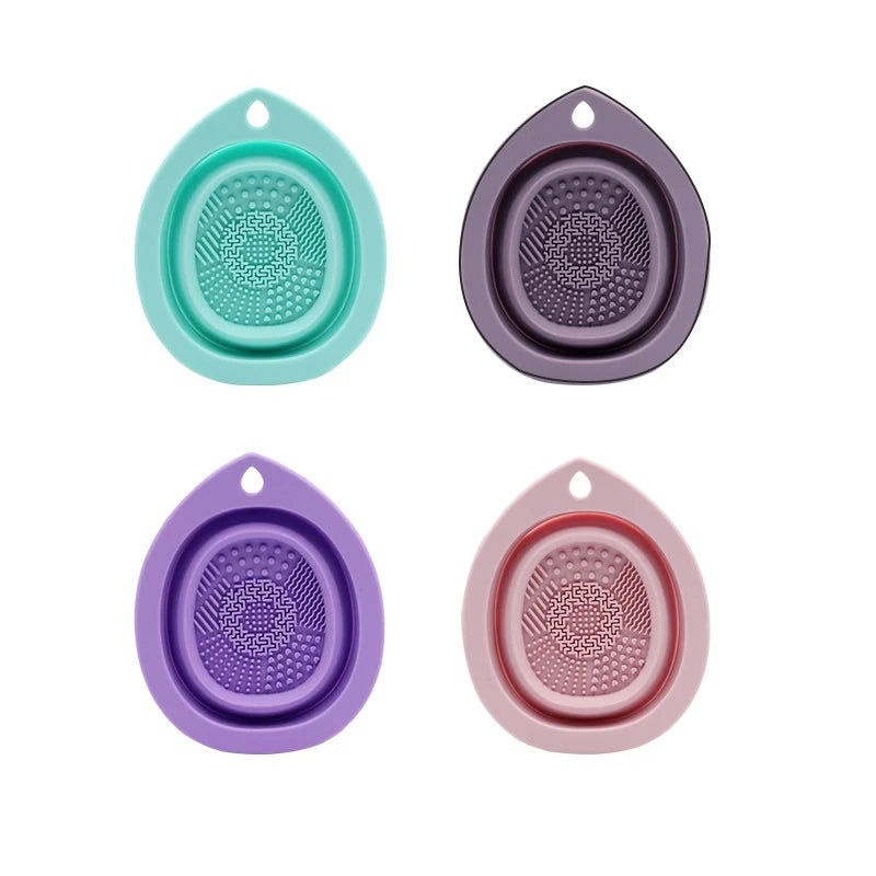 Bol pliable de nettoyage pour pinceaux de maquillage en silicone, nettoyeur pour houppettes à poudre, tapis doux pour laver les pinceaux à fard à paupières, outil de beauté avec surface de frottement.